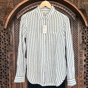 Lucky Brand Women’s Vertical Stripe Button-Down Shirt - White & Blue